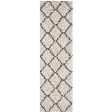 Safavieh 2 ft. 3 in. x 10 ft. Hudson Shag Power Loomed Runner Area Rug; Ivory & Grey SGH283A-210